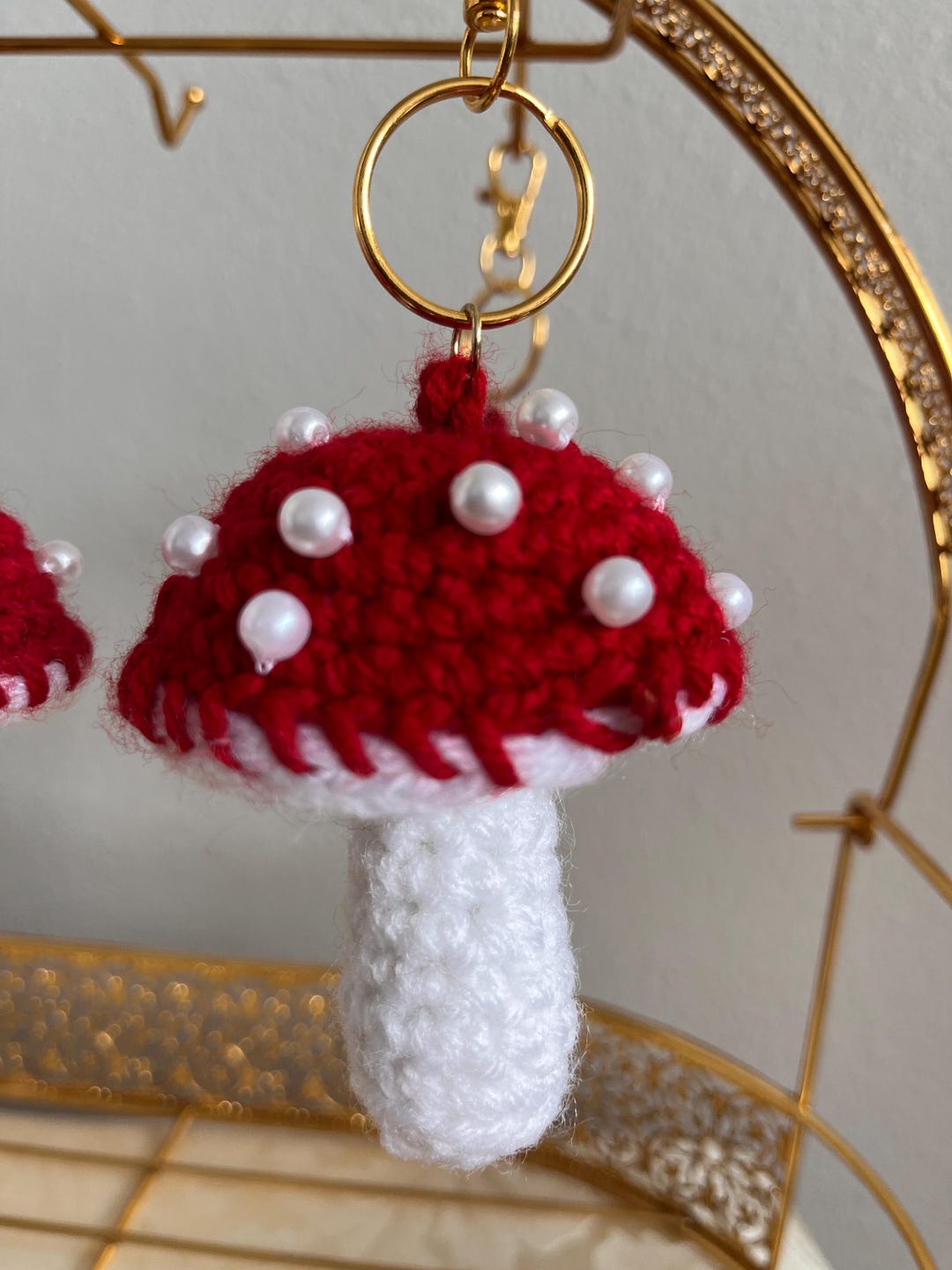 Crochet Mushroom Keychain - Etsy