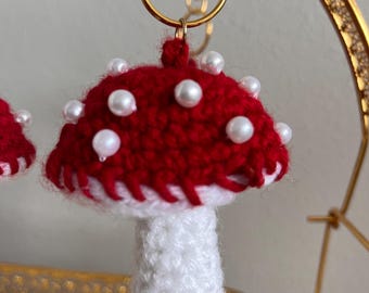 Crochet Mushroom Keychain