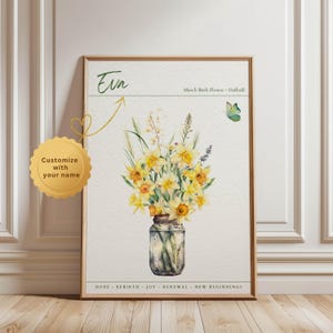 Custom March birth flower print, personalized digital wall print, March birth flower gift, birth month flower gift, March birth flower print