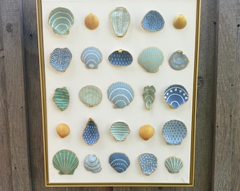 Hand-Painted Coastal Shell Art: Coastal Beach House Decor| Dover Designs Original