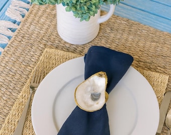 Oyster Shell Napkin Rings-Set of 4| Coastal Chic Table Decor