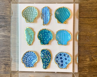 Hand Painted Seashells|Acrylic Shadowbox|Coastal Wall Art| Ocean-Inspired Decor| Beach House Art|Gifts