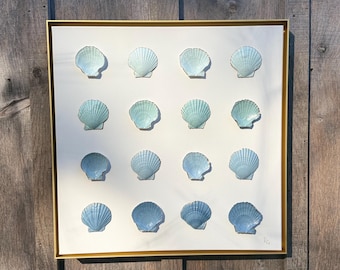 Coastal Fade | Soft Tide: Original Hand-Painted Shell Art for Coastal Interiors