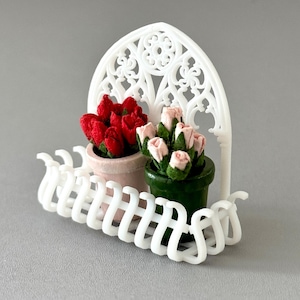 Miniature DIY Unfinished 3D Print Dollhouse Garden Plant Stand -1:12 1/6 Scale (Black Metal Painting Finish Available ）