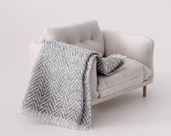 Dollhouse Miniature Sofa Throw 1/12 Scale Dollhouse Fabric Home Decor Blanket (Customized Size Available)