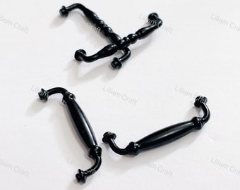 Tirador de cajón de metal para muebles de casa de muñecas en miniatura a escala 1/6 - Negro; Tirador de cajón para armario de accesorios de bricolaje para casa de muñecas a escala 1:6