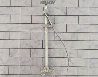 Dollhouse Miniature Wall Rainforest Shower Head W/Handheld（1/6Scale）