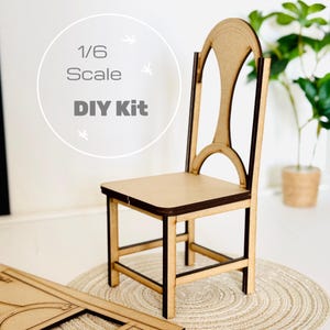 1:6 Miniature Dollhouse Unpainted Round Back Chair (DIY KIT Available); 1/6 Scale Dollhouse Diorama Action Figures Classic Seating Furniture