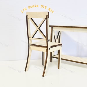 1:6 Miniature Dollhouse DIY KIT Dining Chair; 1/6 Scale Dollhouse Diorama 12 inch Doll Action Figures Dining Furniture (Chair ONLY)