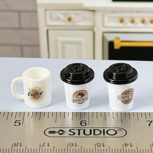 1:12 Miniature Dollhouse Coffee Mug Cups, 1/12 Scale Doll Kitchen Accessories Coffee Shop Scene