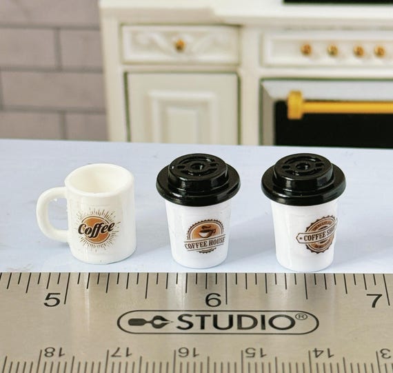 1:12 Miniature Dollhouse Coffee Mug Cups, 1/12 Scale Doll Kitchen  Accessories Coffee Shop Scene