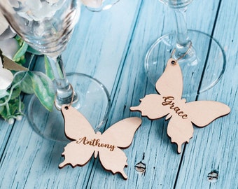 Personalisierte Schmetterling Wein Charms