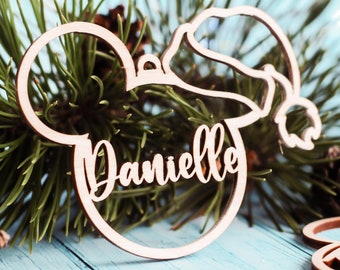 Personalisierte Maus Weihnachtsschmuck - Weihnachtsbaumschmuck aus Holz für Kinder - Inspiriert von Disney Weihnachten 2025