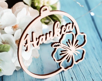 Personalisierte tropische Weihnachtsverzierung - kundenspezifische hölzerne hawaiianische Dekorationen