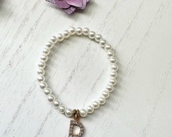 Personalized Pearl Bracelet | Pearl Bracelets with Initials/Small Beaded Pearl Bracelet/ Custom jewelry name Bracelet, Personalized Gift