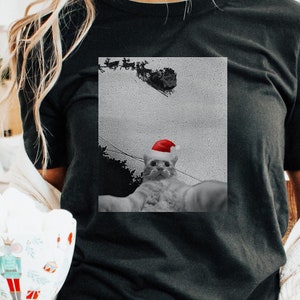 Christmas Cat Shirt, Santa Sleigh Shirt, Santa Cat