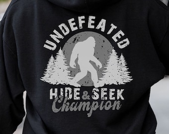 Bigfoot Sasquatch Hide and Seek Champion Oversized Hoodie Sweatshirt, Gift for Bigfoot Lover