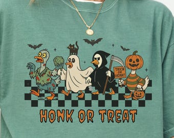 Honk or Treat Goose T-Shirt: Halloween Comfort Colors Tee