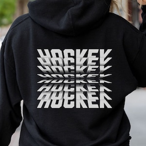 Oversized Hockey Hoodie, Back Print Hockey Hooded Sweatshirt, Gift for Hockey