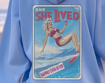 Sudadera con capucha de playa, Chica de coco, Sudadera de surf de gran tamaño, Pinups vintage, Sudadera con capucha Summer Vibes