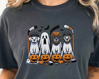 Comfort Colors Halloween Hockey Dogs Zabawna koszulka na Halloween Hockey Tee, koszulka z psami na Halloween