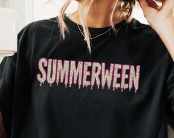 Summerween Floral Letters T-Shirt: Spooky Halloween Vibes