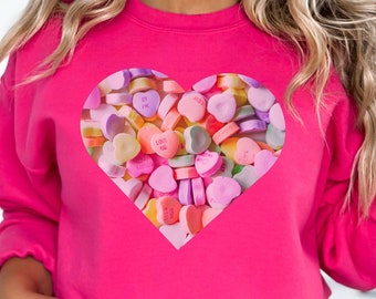 Valentine's Day Conversation Hearts Sweatshirt: Oversized Crewneck