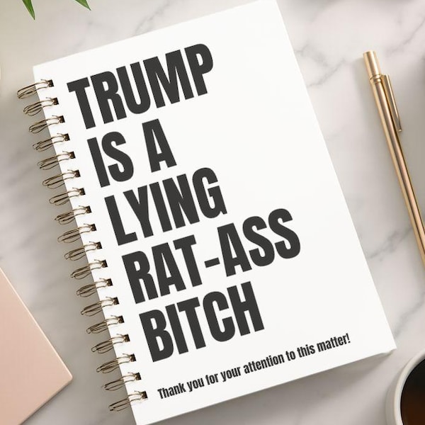 Cuaderno espiral anti-Trump divertido: línea rayada, diario humorístico, diario de sátira política, bloc de notas liberal, regalo de resistencia.