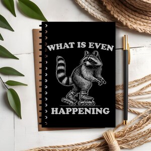 Rollerblading Raccoon Notebook, Cute Animal Journal, Raccoon Lover Gift, School Supplies, Gift for Students, Gift For Animal Lover