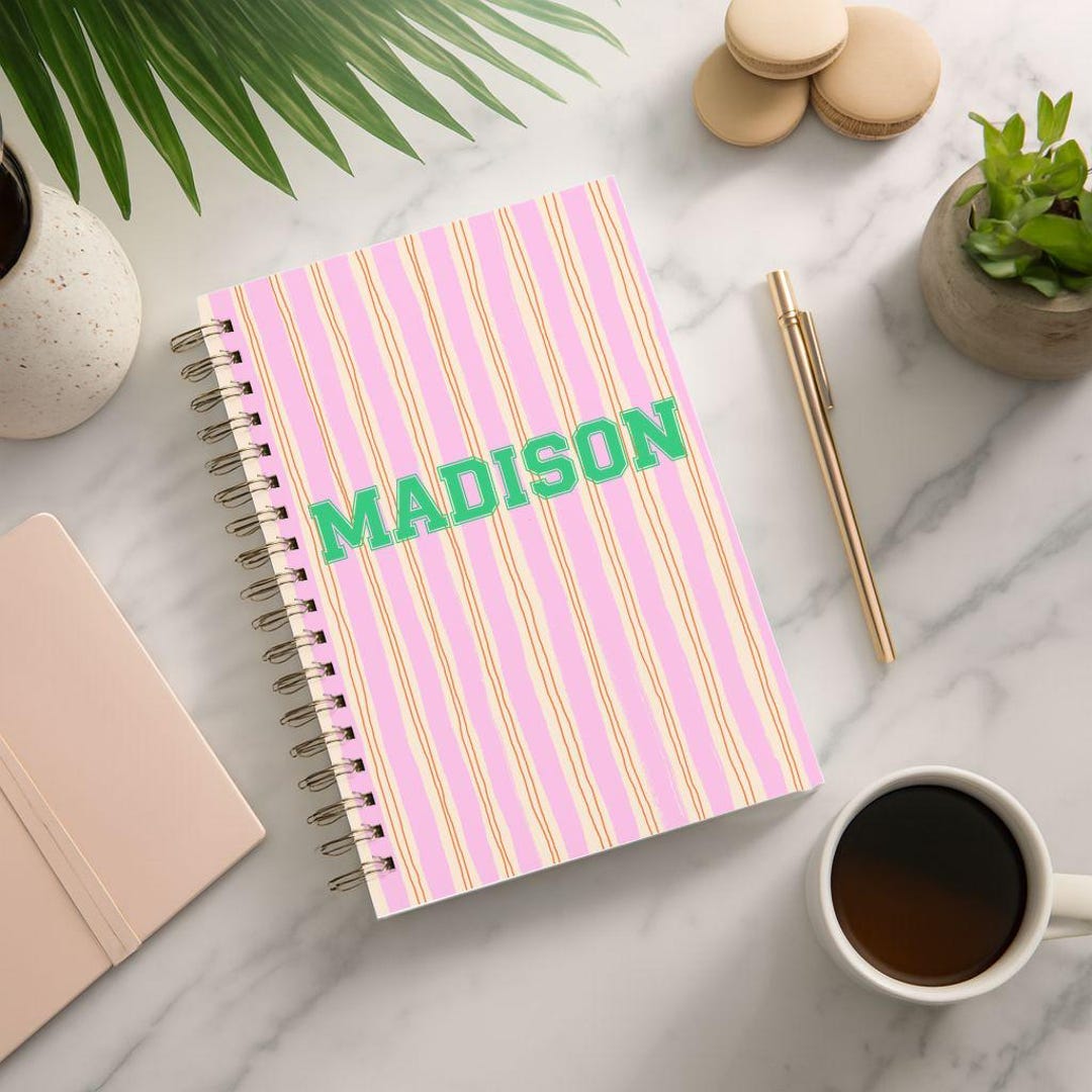Personalized Preppy Spiral Notebook , Custom Journal for Students, Gift ...