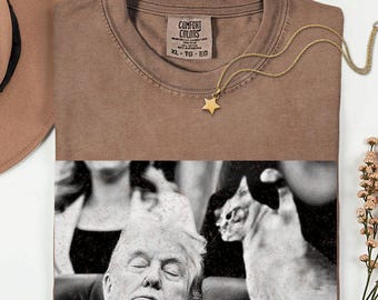 Funny Anti Trump Cat Meme T-Shirt, Grunge Style Protest Shirt, Political Graphic Top, Humorous Activist Apparel