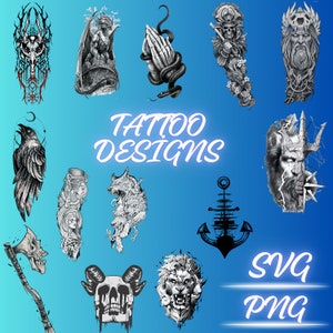 Vários designs de tatuagem: personalize sua arte com arquivos SVG e PNG. Ideias exclusivas de tatuagem Svg, padrões de tatuagem Svg, arte de tatuagem, designs de tatuagem SVG