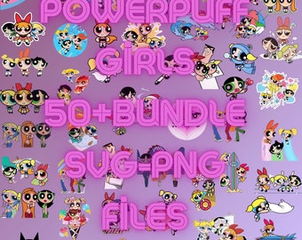 Powerpuff Girls 50+Bundle SVG-PNG Files Instant Download.Superpowered Girls Svg,Superhero Trio Svg,Cute Superheroes Svg,Cartoon Heroines Svg