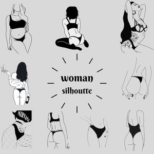 Silhueta de mulher, Mulher Svg, Mulher sensual Svg, Silhueta de corpo de mulher bonita, Silhuetas de mulheres atraentes SVG, Download digital em PNG.