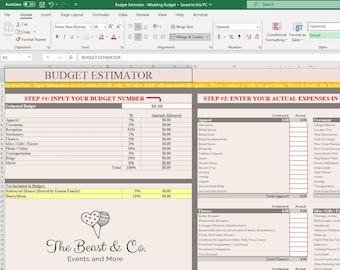 Wedding Budget Estimator - Estimate vs Actual
