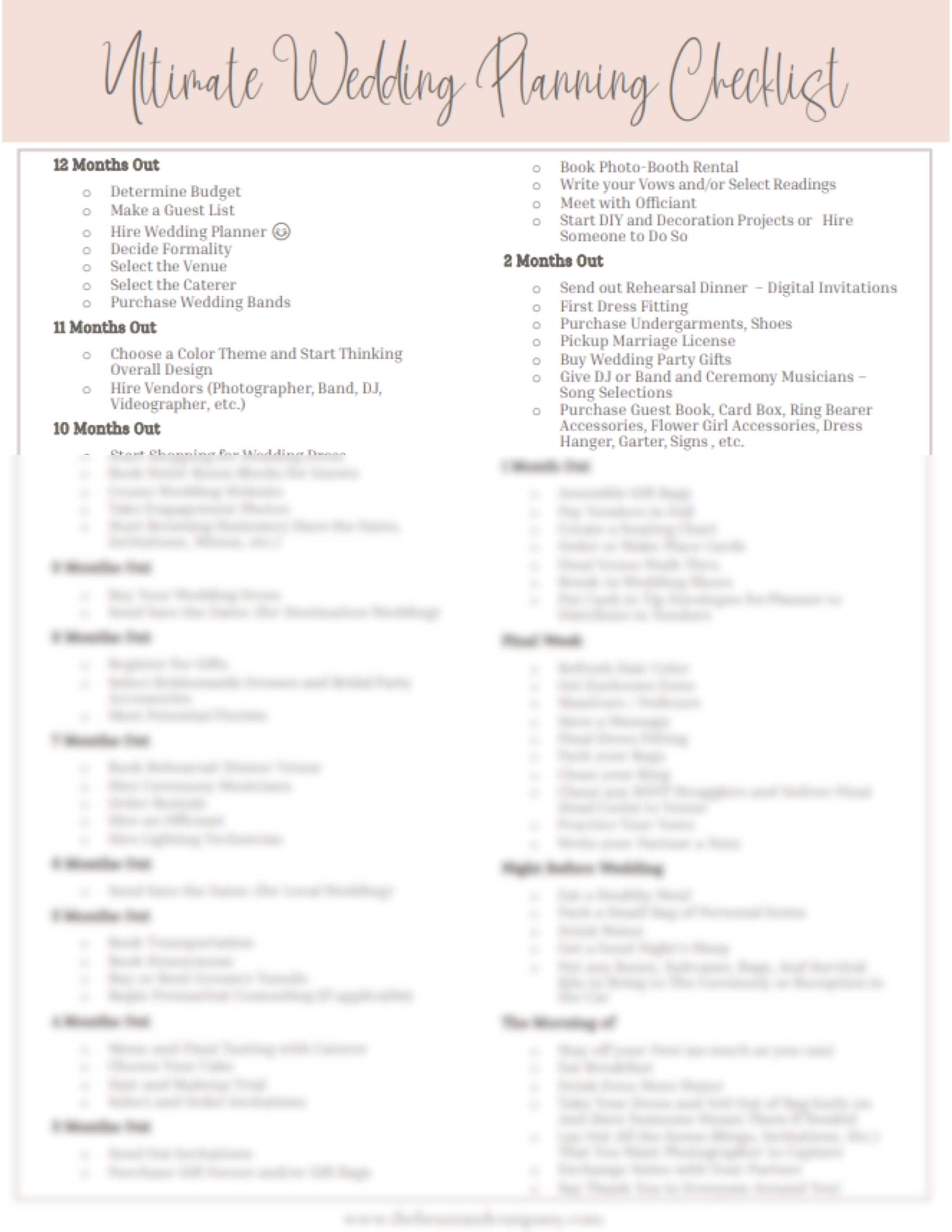 Wedding Planning Checklist