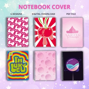 Notebook covers imprimibles estilo cute y retro – Descarga instantánea PDF -  cubierta de cuaderno cute retro