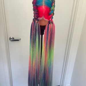Northern Lights: Two Handmade 24-Inch Pastel Rainbow Hair Ponytails