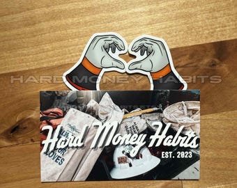 Lineman Glove Heart Hands 2 Piece Sticker Set - One for You and One for Your Buddy