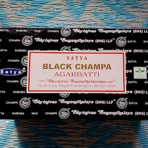 Satya Sai Baba Black Champa Incense Sticks | 12 Box Bulk Pack | Hand-Rolled Indian Masala Incense for Meditation, Ritual, Home Fragrance