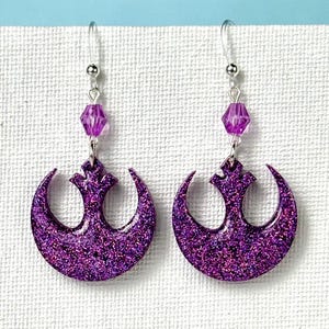 Star Wars Rebel Earrings: Purple Holographic Glitter