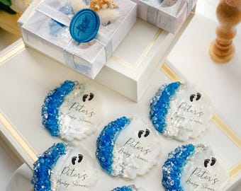 Babyshower bedankjes, gepersonaliseerd bedankcadeau voor gasten, welkom baby bedankjes, babyvoetjes epoxy geschenken
