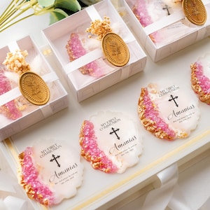 Recuerdos de Bautizo Personalizados, Imán de Resina Epoxi con Nombre y Fecha, Detalle Primera Comunión y Mi Bautizo