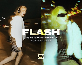 10 Presets de Filme Flash para Lightroom Mobile, Presets Estéticos de Polaroid para Influenciadores do Instagram, Blogueiros, Preset de Câmera Descartável para Blogueiros