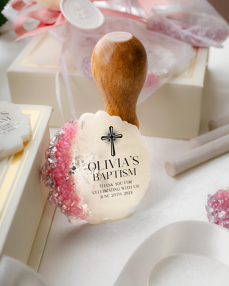 Durable resin magnet keepsake ideal for communion and christening events