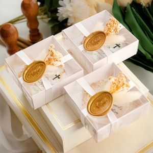 Elegant personalized christening magnet with name and date