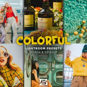 BUNTE Lightroom Mobile und Desktop Voreinstellungen für die Fotobearbeitung, lebendige Color Pop-Voreinstellungen, helle lebendige Lightroom-Voreinstellungen, warme Voreinstellungen
