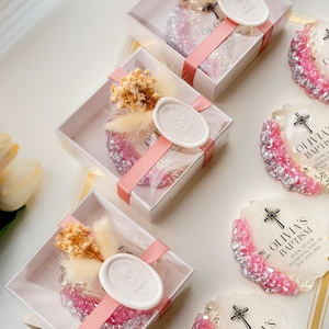 Religious epoxy magnet souvenir for baby baptism party table settings