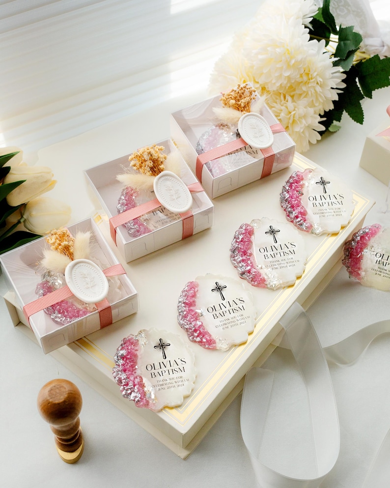 Glossy custom magnet favor for mi bautizo celebrations and dedications