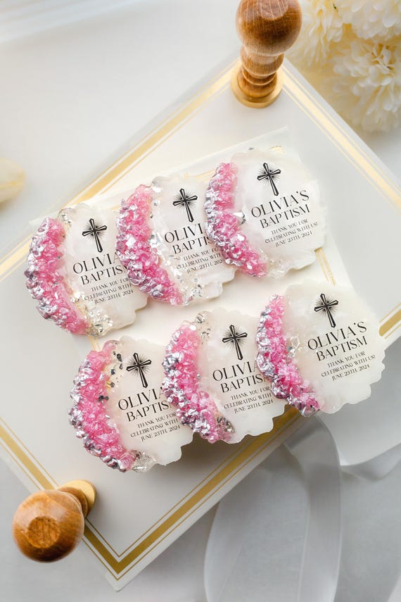 Baptism Magnet Favor for Boy or Girl, Personalized Christening Gift, Custom Epoxy Resin Keepsake, First Holy Communion Confirmation Favor